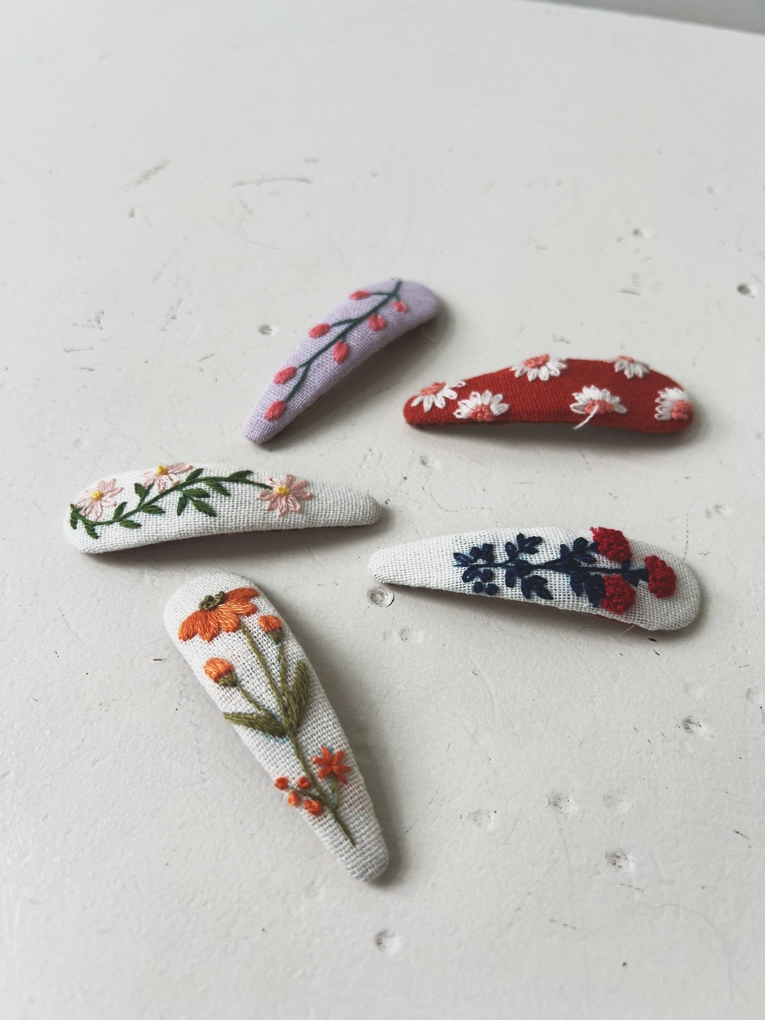 Floral Embroidered Barrette - Spring Sweet