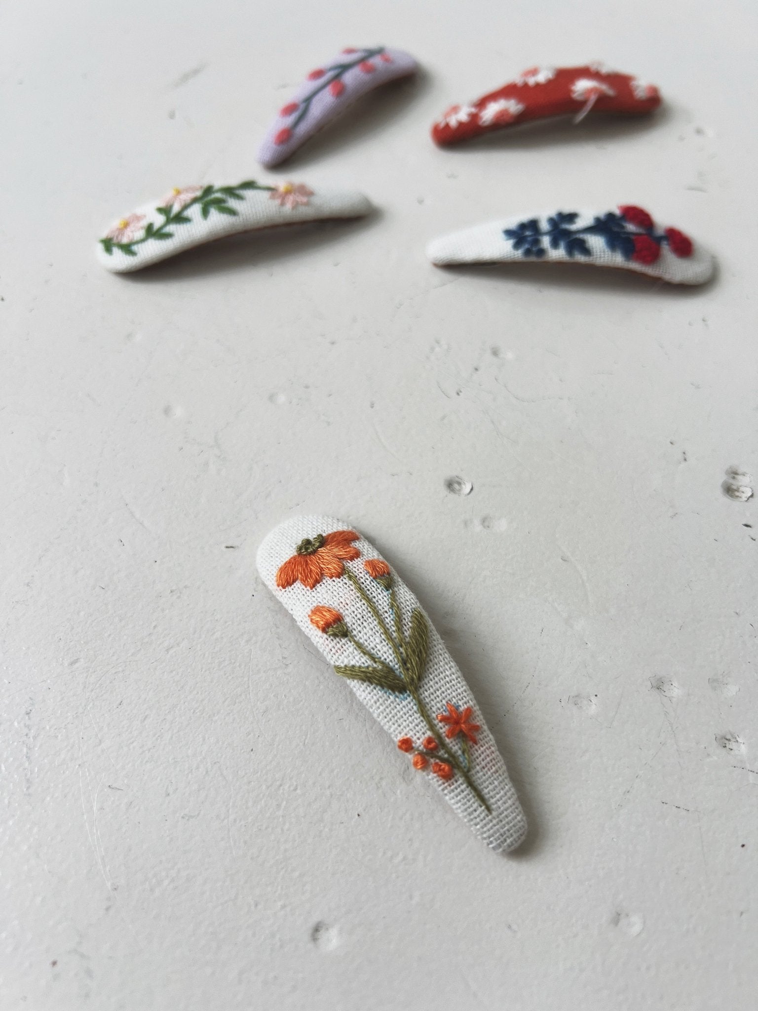 Floral Embroidered Barrette - Spring Sweet