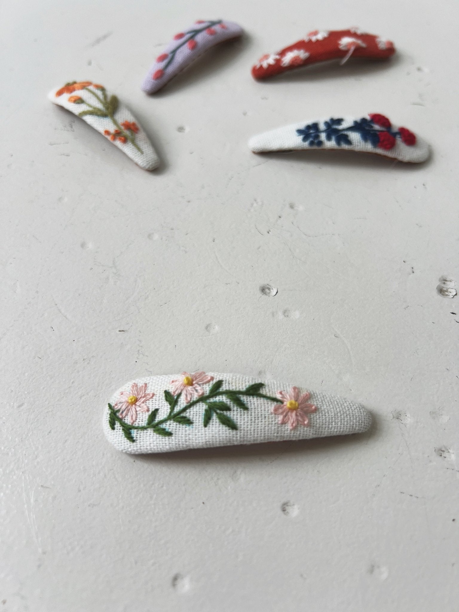 Floral Embroidered Barrette - Spring Sweet