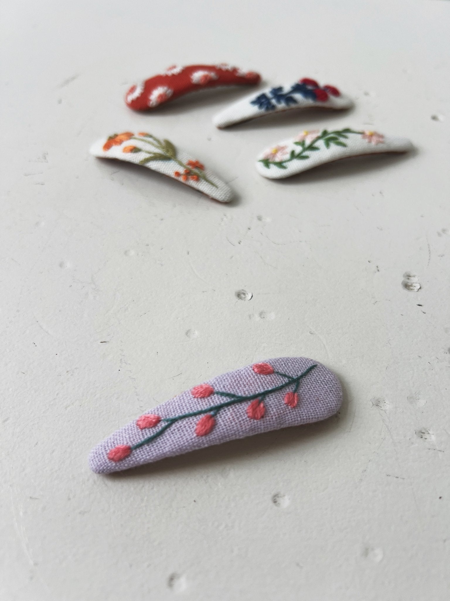 Floral Embroidered Barrette - Spring Sweet