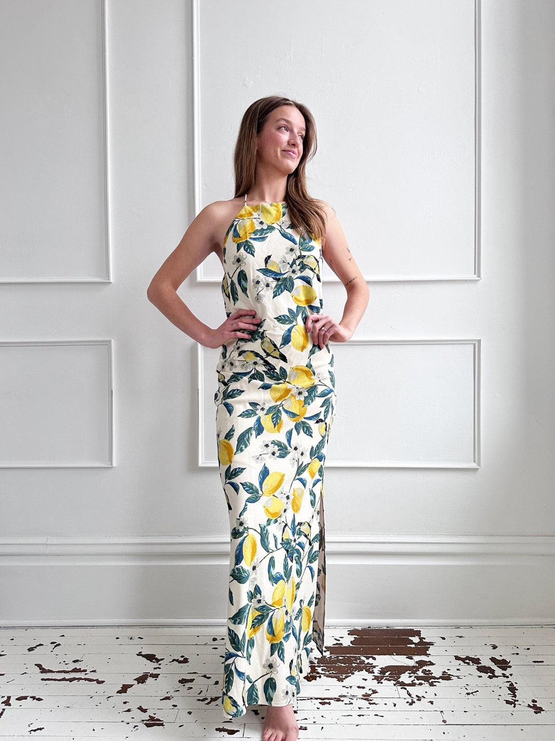 Floral Halter Dress w/ Side Slits - Spring Sweet