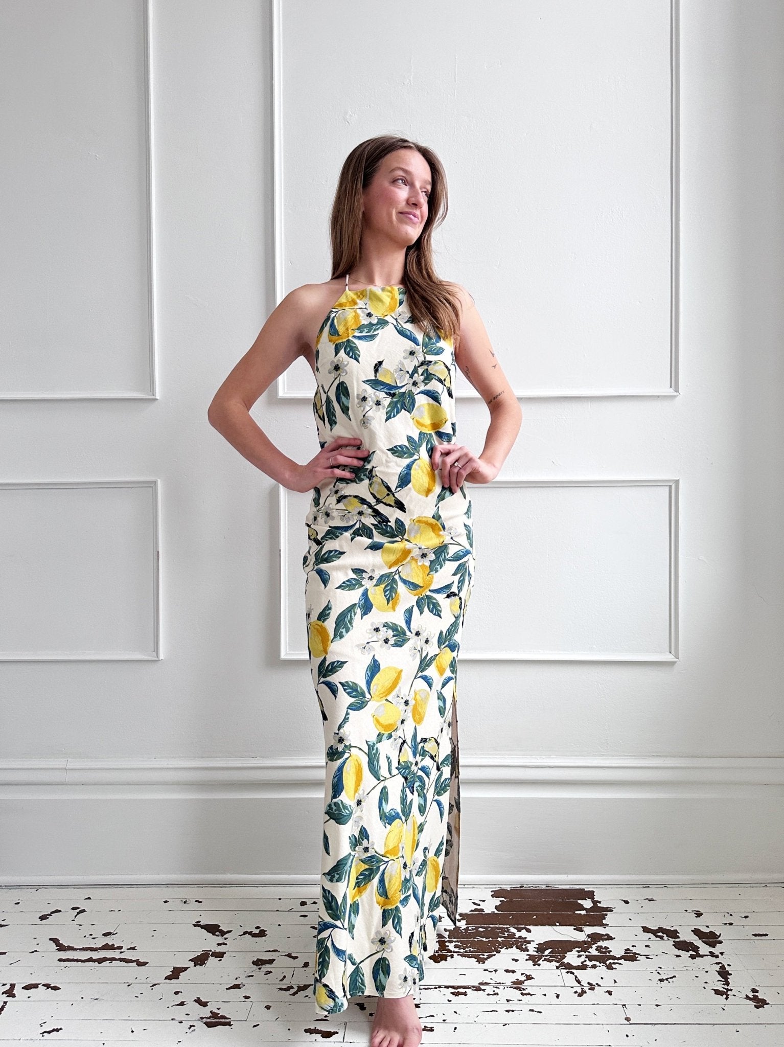 Floral Halter Dress w/ Side Slits - Spring Sweet