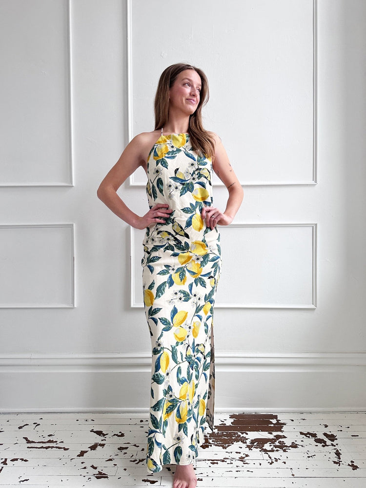 Floral Halter Dress w/ Side Slits - Spring Sweet