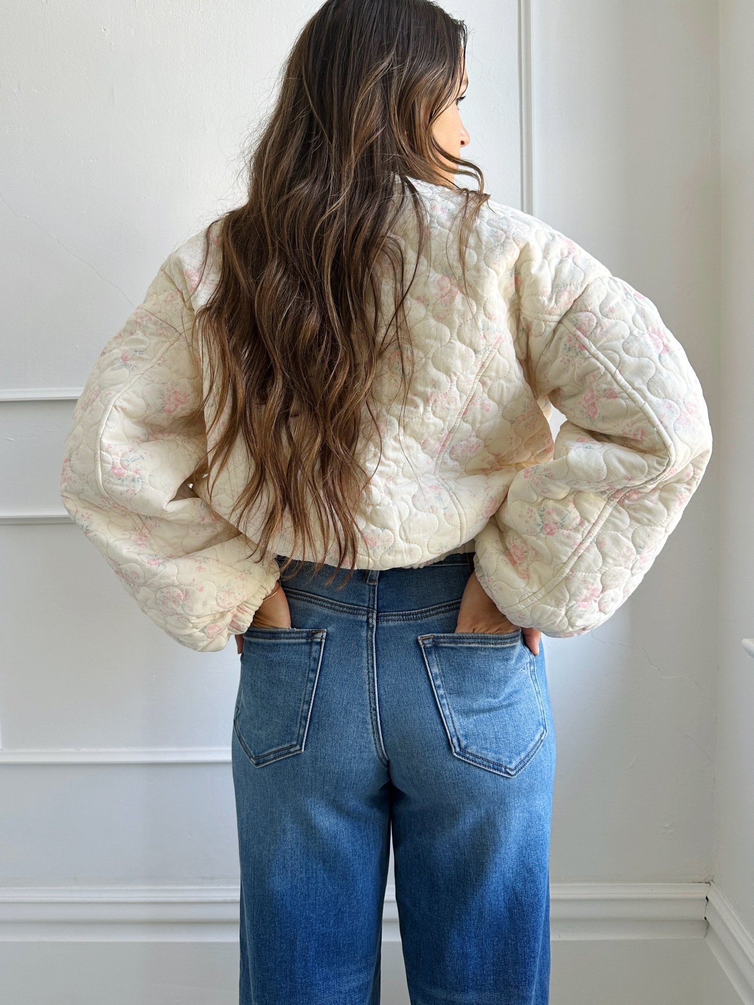 Floral Quilted Bomber Jacket - Spring Sweet