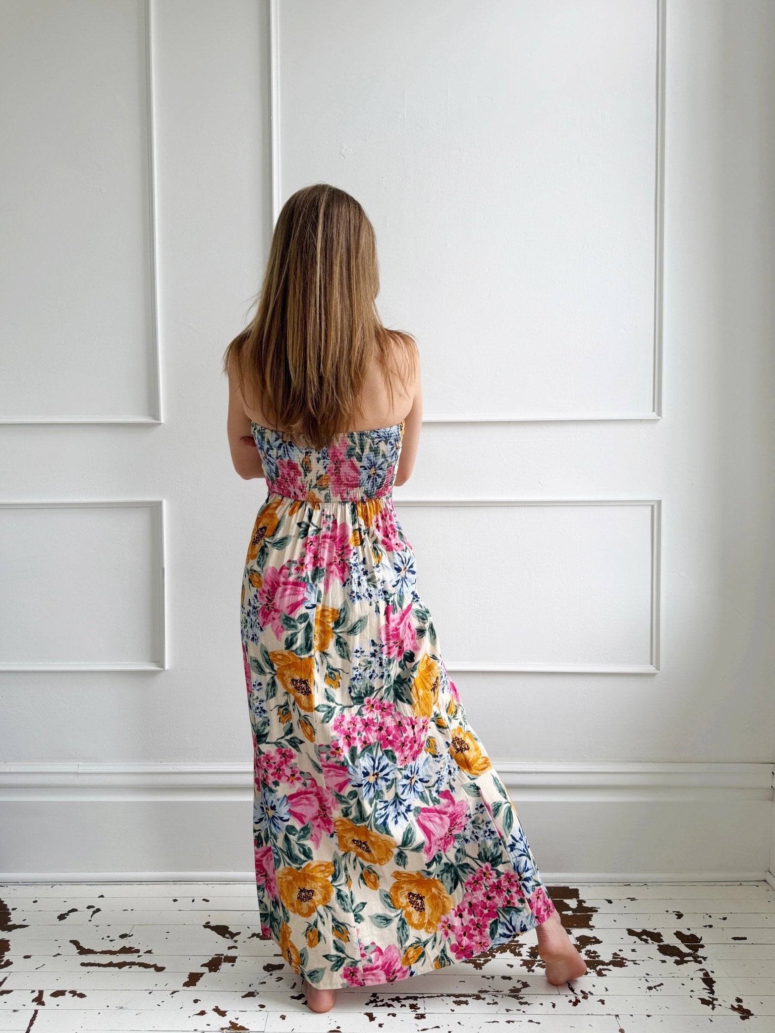 Floral Strapless Midi Dress - Spring Sweet