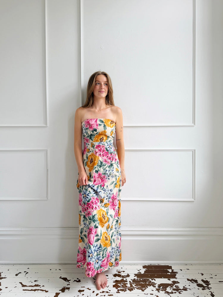 Floral Strapless Midi Dress - Spring Sweet