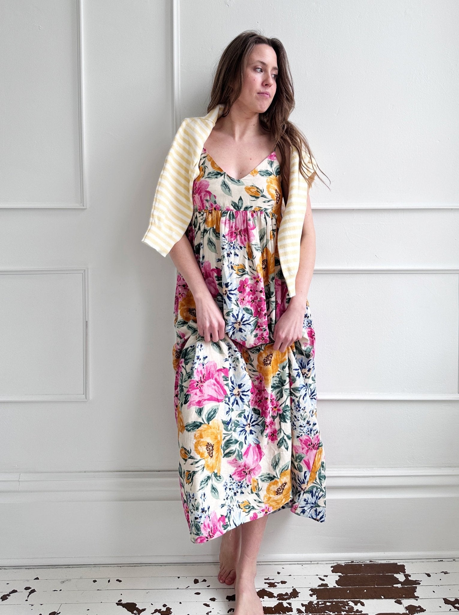 Floral V - Neck Spaghetti Strap Dress - Spring Sweet