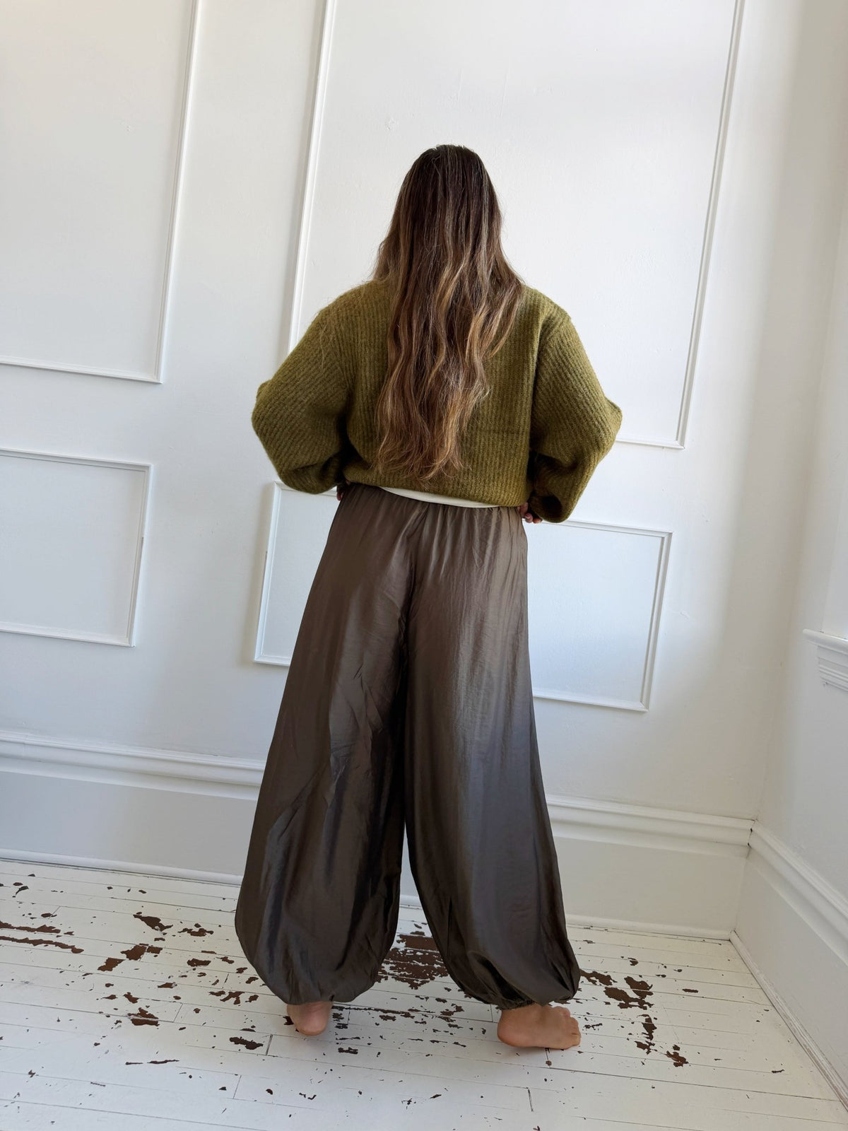 Gathered Hem Satin Pants - Spring Sweet