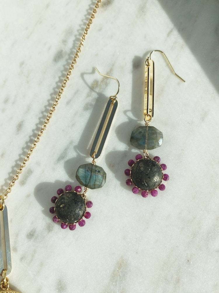 Gemstone Drop Earrings, Gold Plated - Spring Sweet