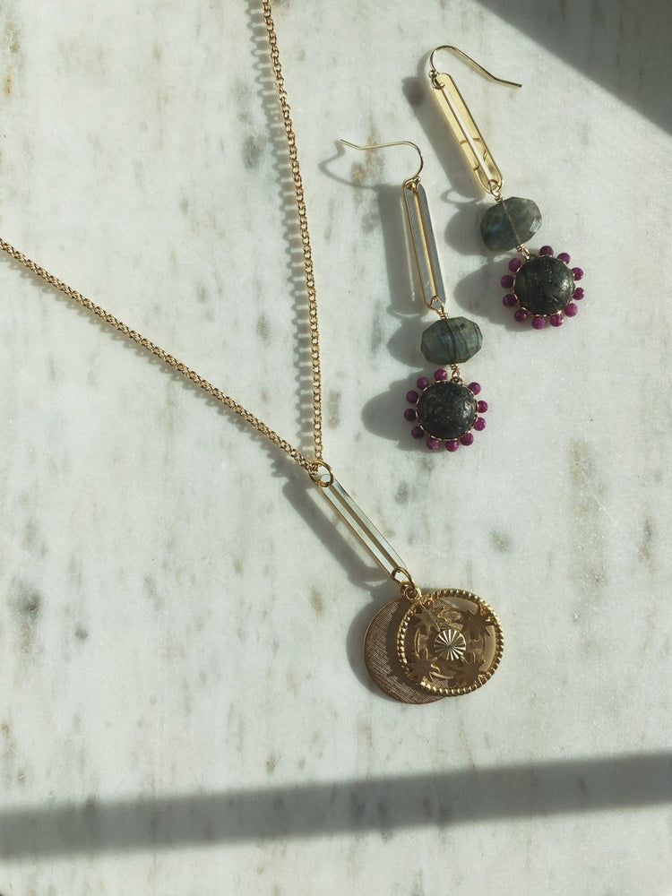 Gemstone Drop Earrings, Gold Plated - Spring Sweet