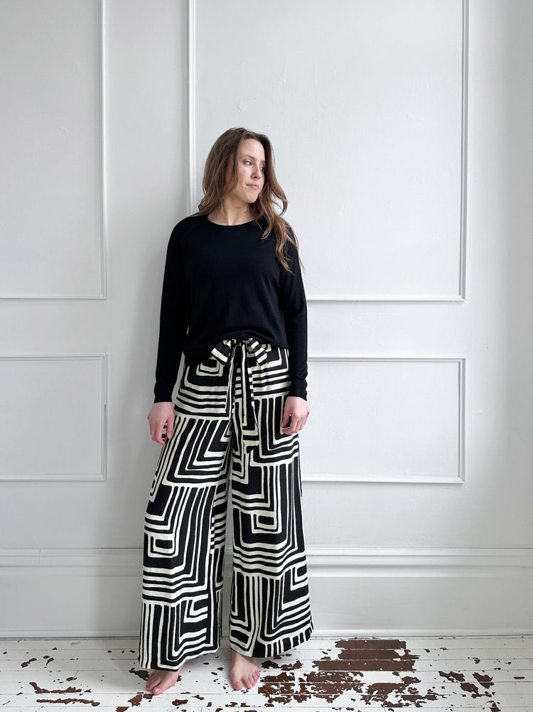 Geometric Tie Waist Pants - Spring Sweet