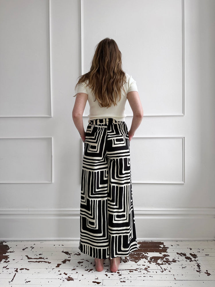 Geometric Tie Waist Pants - Spring Sweet