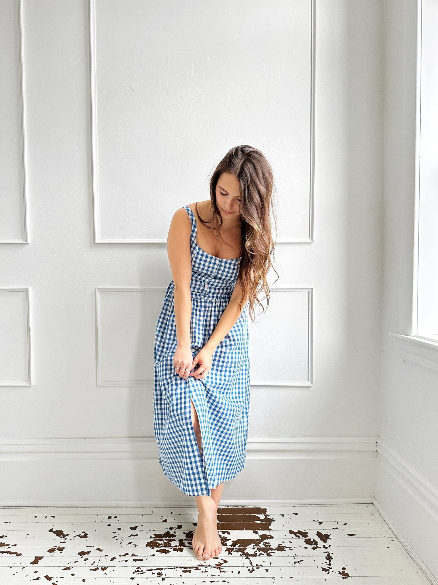Gingham Button Front Sundress - Spring Sweet