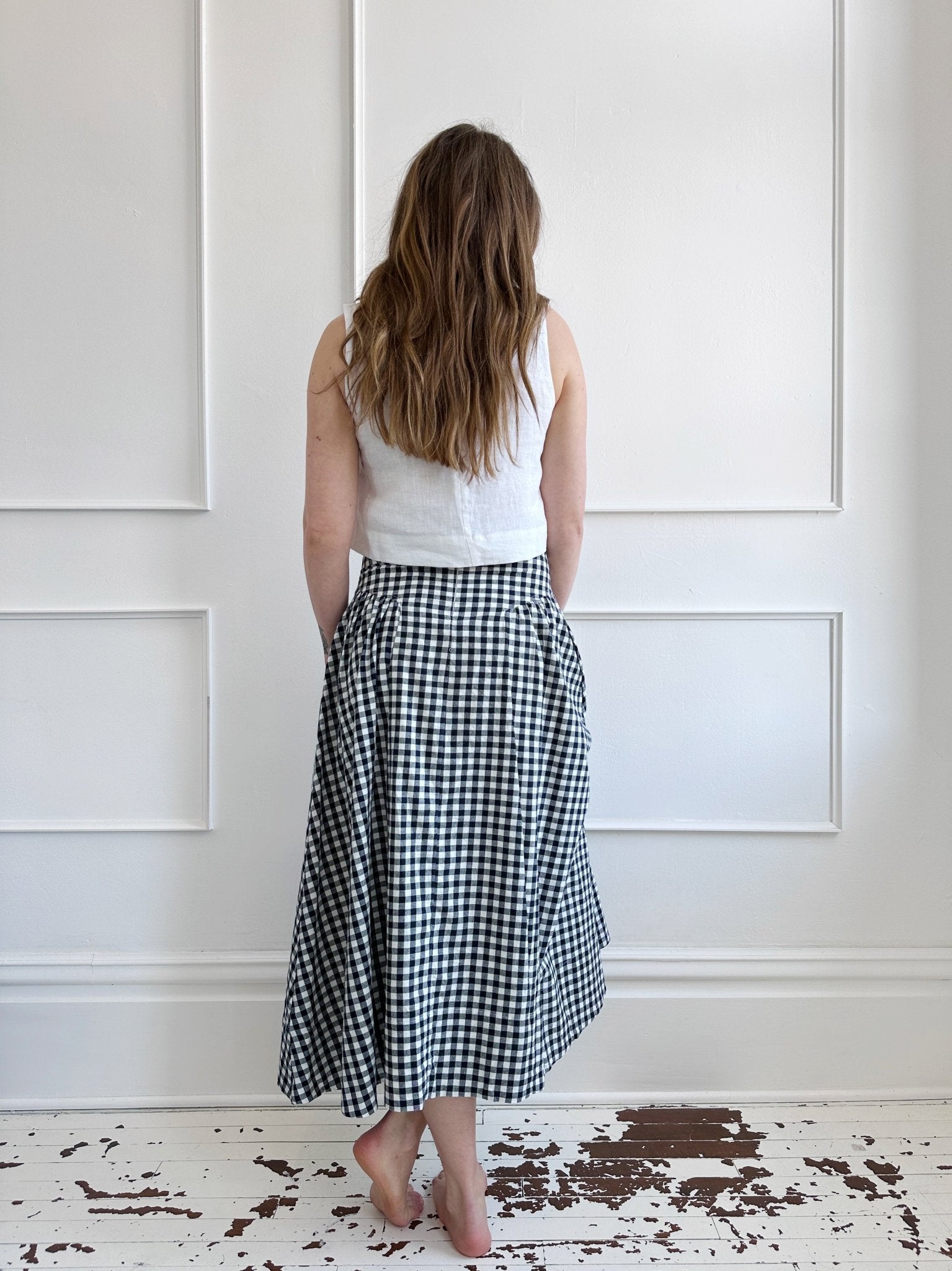 Gingham Check Midi Skirt - Spring Sweet