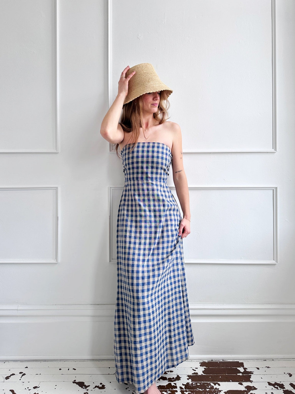 strapless gingham midi dress Large / Navy Gingham KR22723 Crafted from a soft 21 Cool Summer Dresses Size:9 YEAR