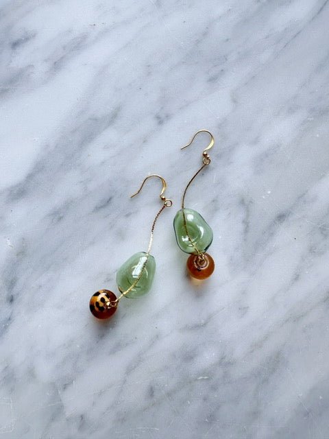 Glass Drop Earring, Gold Plated - Spring Sweet