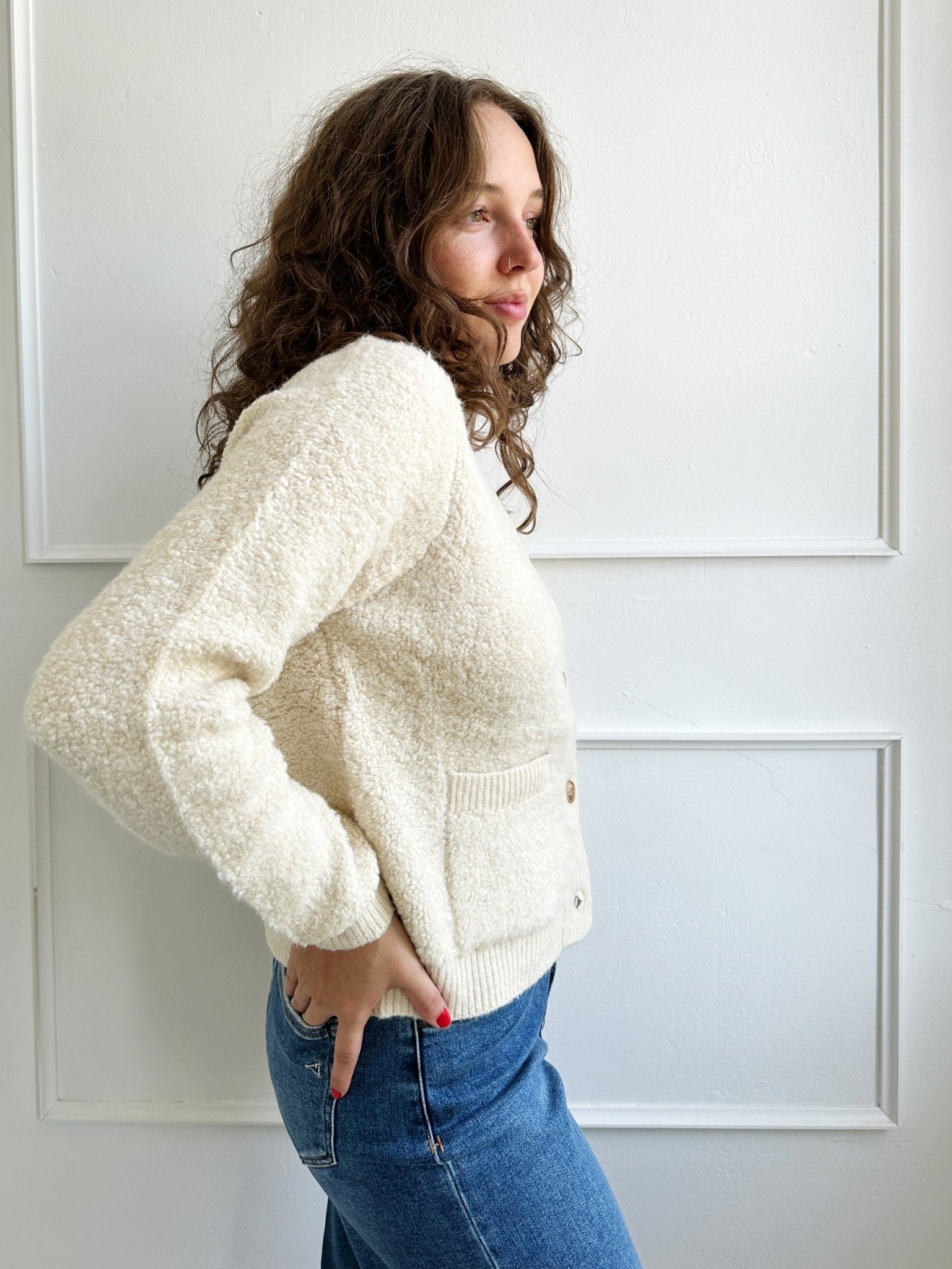 Gold Button Cardigan - Spring Sweet