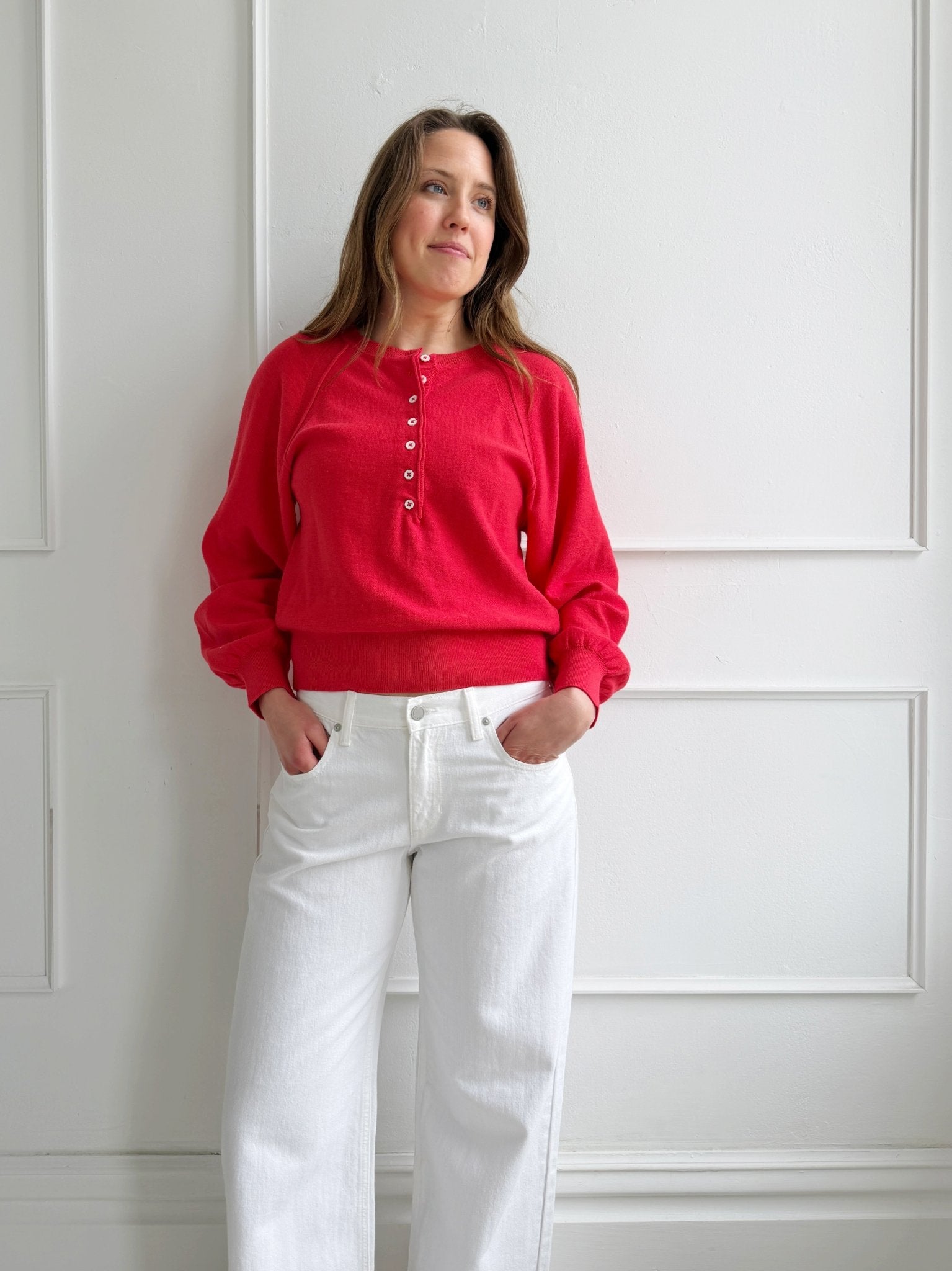 Half Button Pullover Sweater - Spring Sweet