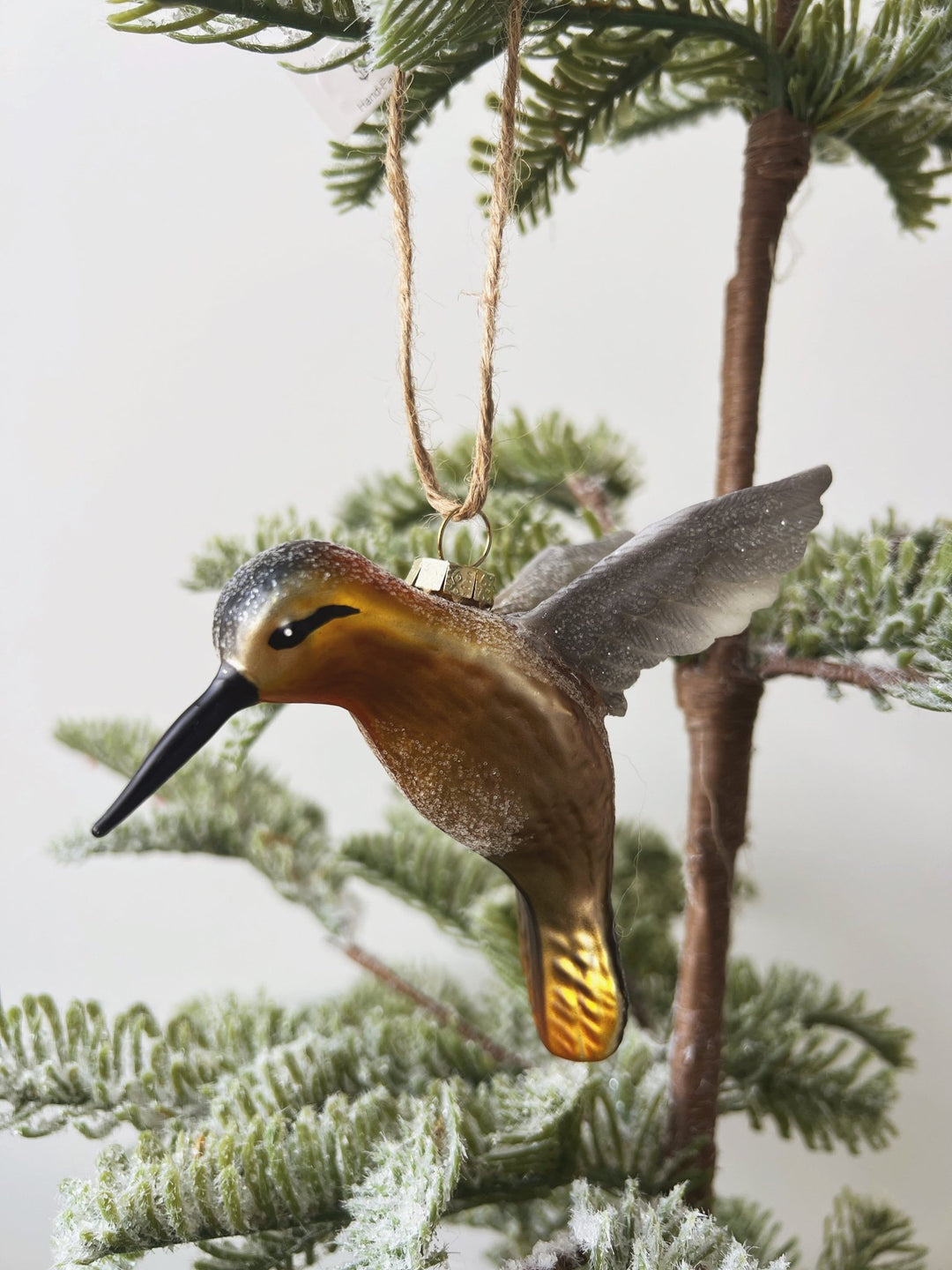 Hand - Painted Glass & Resin Hummingbird Ornament - Spring Sweet