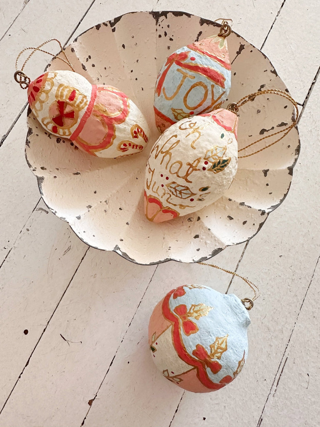 Hand Painted Paper Mache Ornament - Spring Sweet