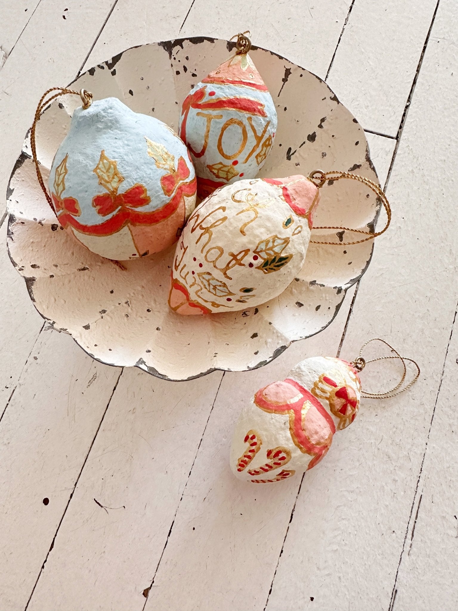 Hand Painted Paper Mache Ornament - Spring Sweet
