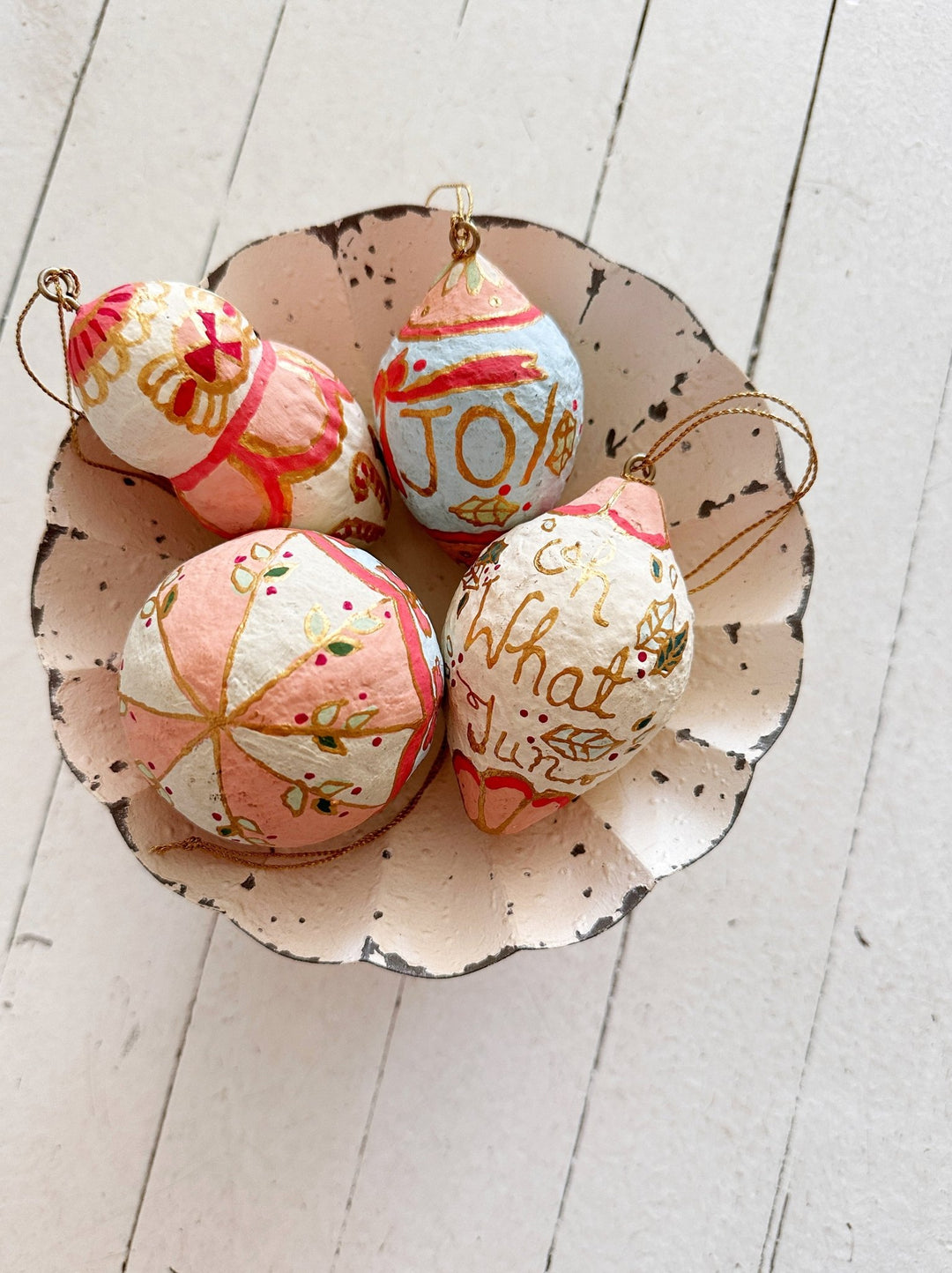 Hand Painted Paper Mache Ornament - Spring Sweet