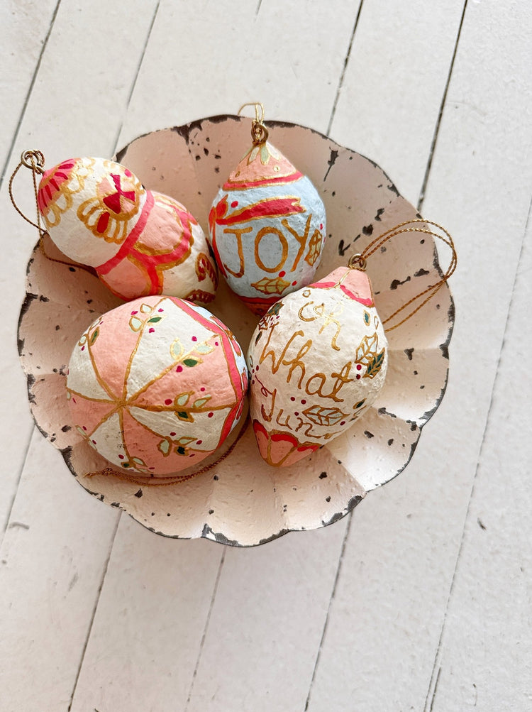 Hand Painted Paper Mache Ornament - Spring Sweet