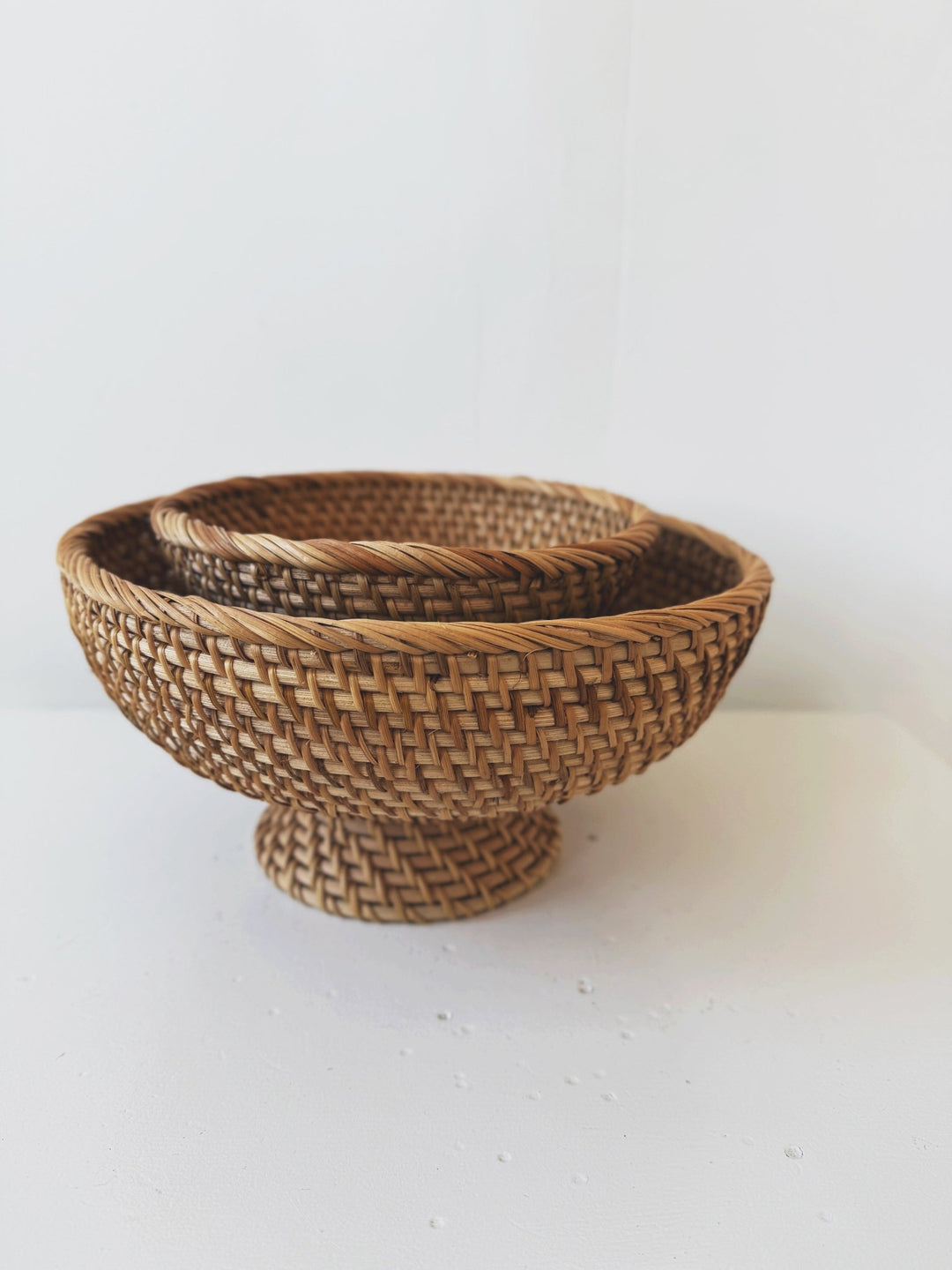 Hand - Woven Rattan Footed Bowls - Spring Sweet