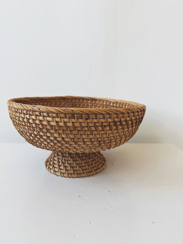 Hand - Woven Rattan Footed Bowls - Spring Sweet