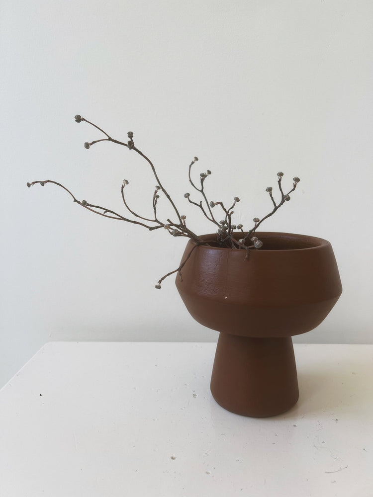 Handmade Terracotta Footed Vase - Spring Sweet