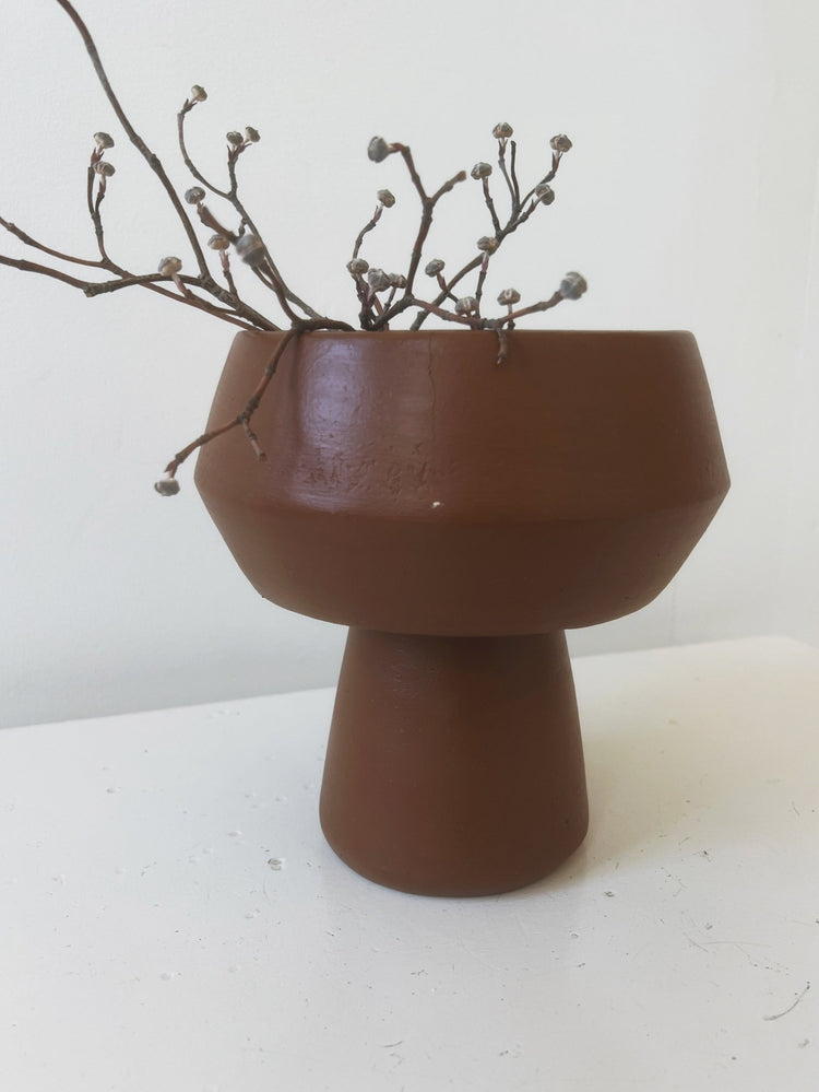 Handmade Terracotta Footed Vase - Spring Sweet
