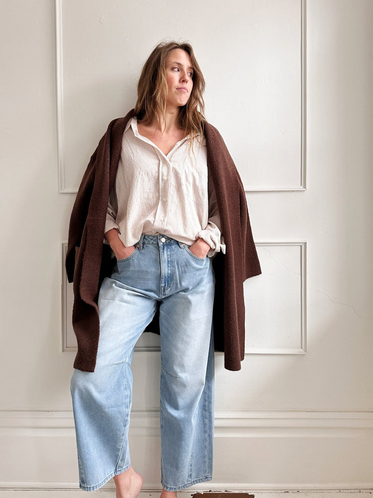 High Rise Barrel Denim - Spring Sweet