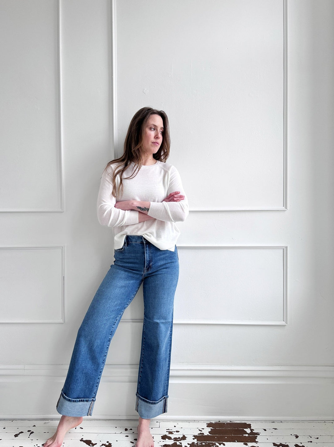 High Rise Cuffed Dad Jean - Spring Sweet
