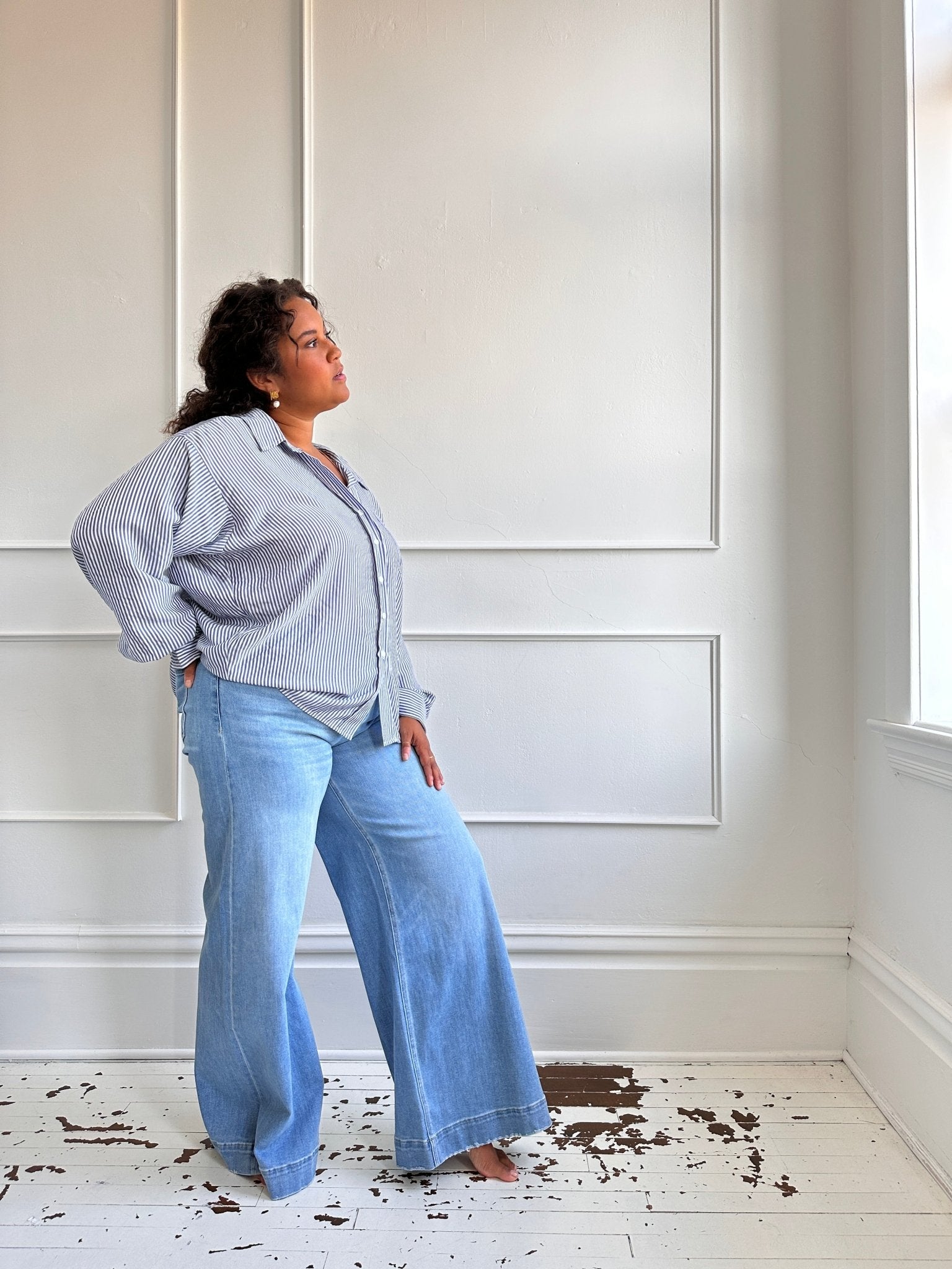 High Rise Super Wide Denim - Spring Sweet
