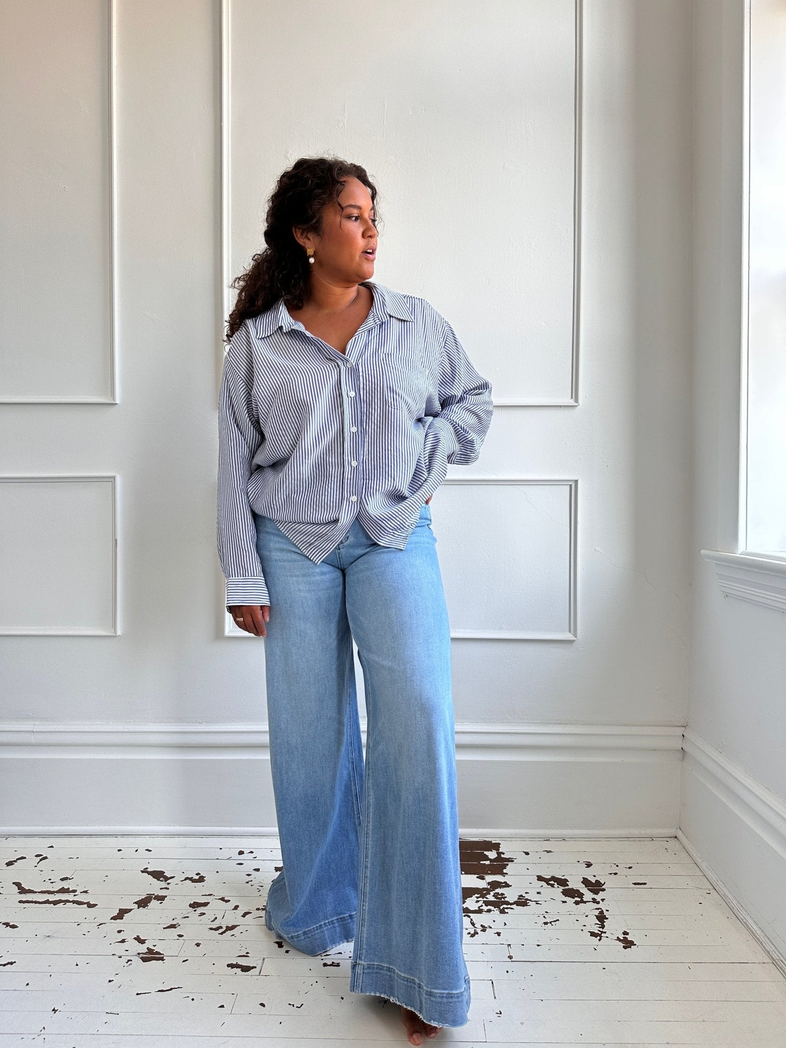 High Rise Super Wide Denim - Spring Sweet