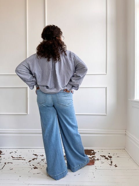 High Rise Super Wide Denim - Spring Sweet
