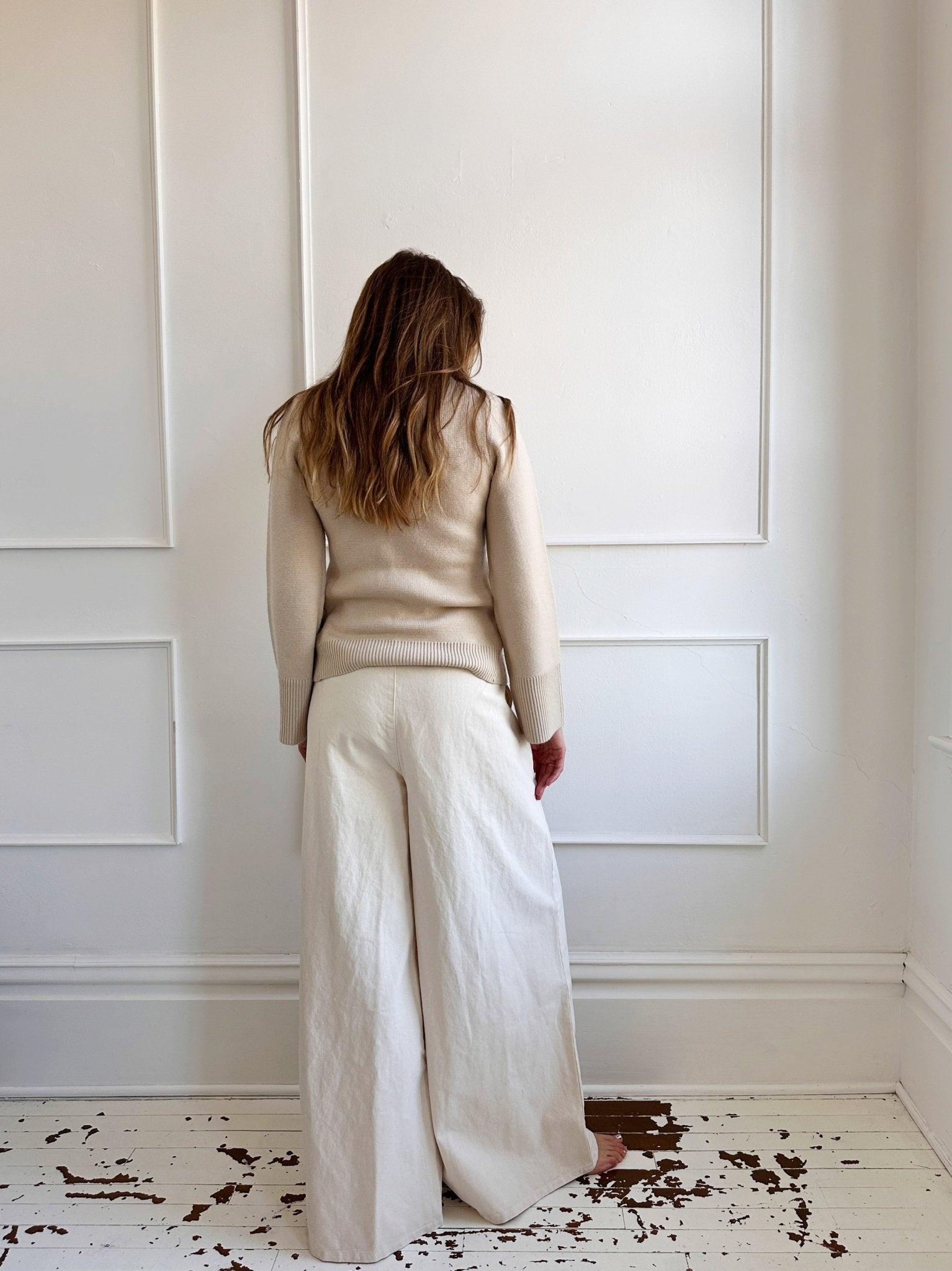 High Waisted Pleated Twill Pants - Spring Sweet