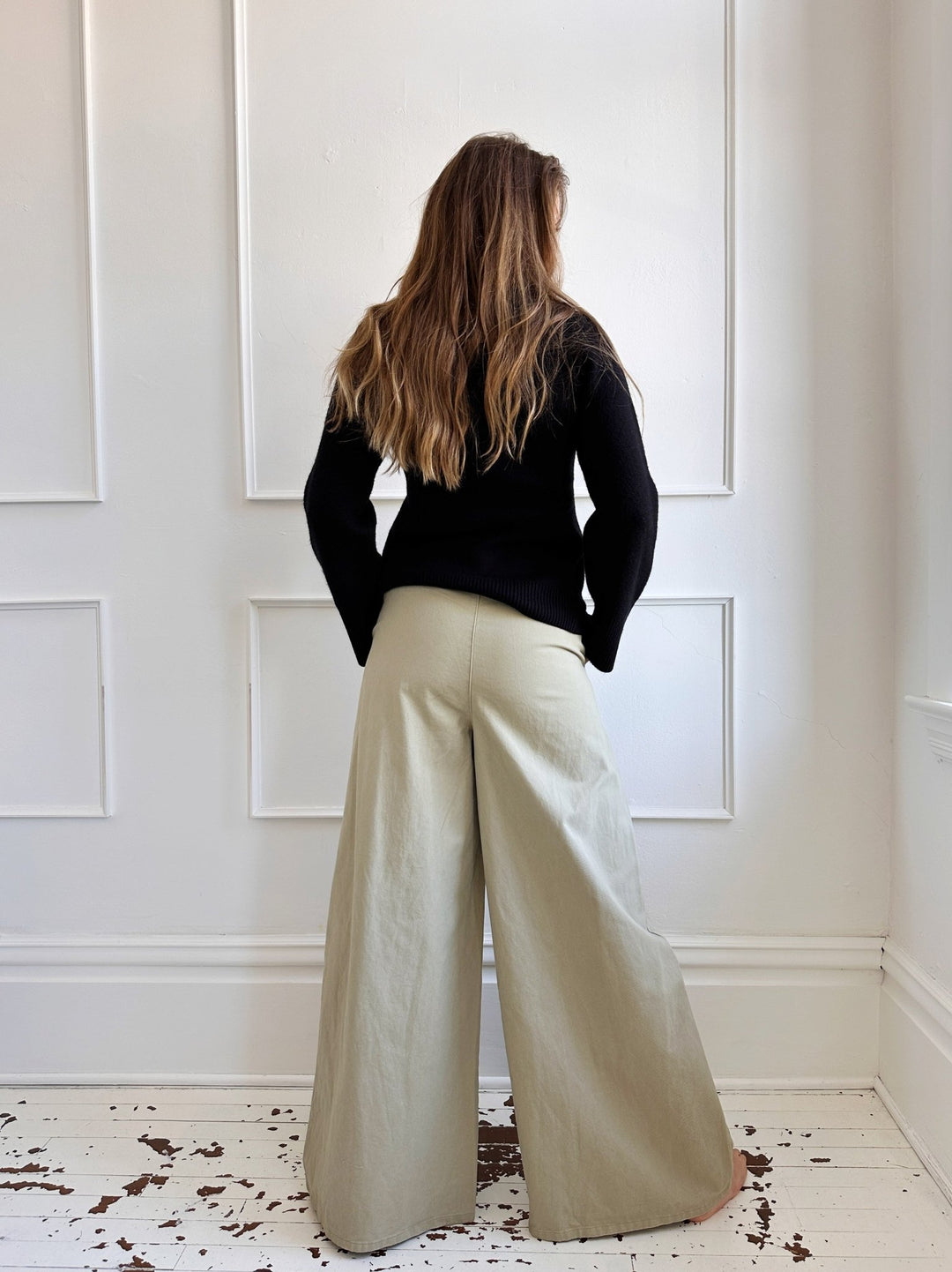 High Waisted Pleated Twill Pants - Spring Sweet