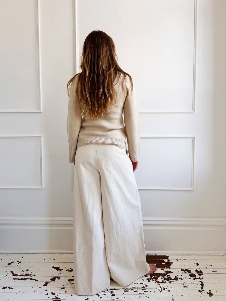 High Waisted Pleated Twill Pants - Spring Sweet