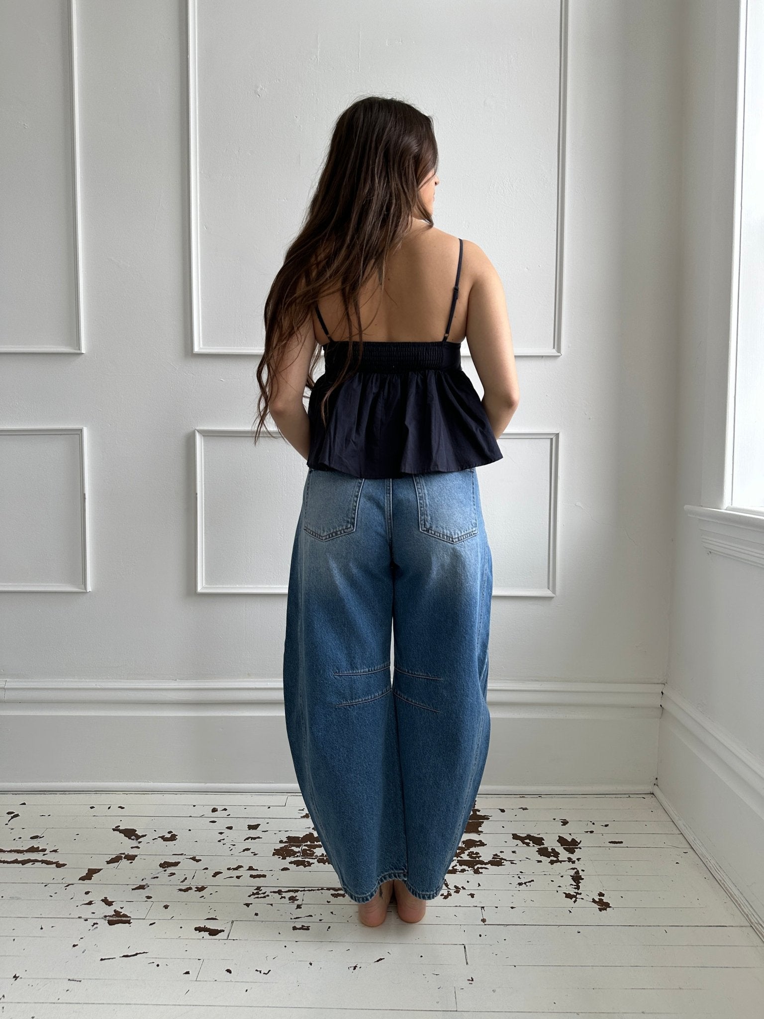 High Waisted Wide Barrel Denim - Spring Sweet