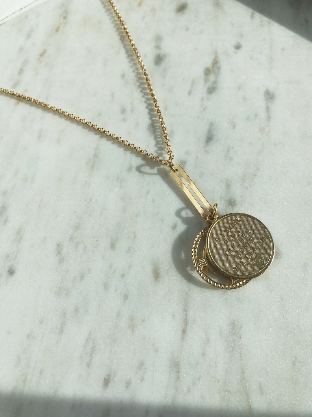 Je T'aime Charm Necklace, Gold Plated - Spring Sweet