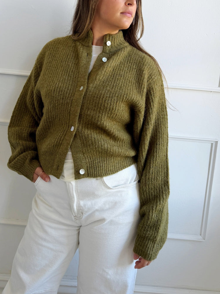 Knit Mock Neck Cropped Cardigan - Spring Sweet