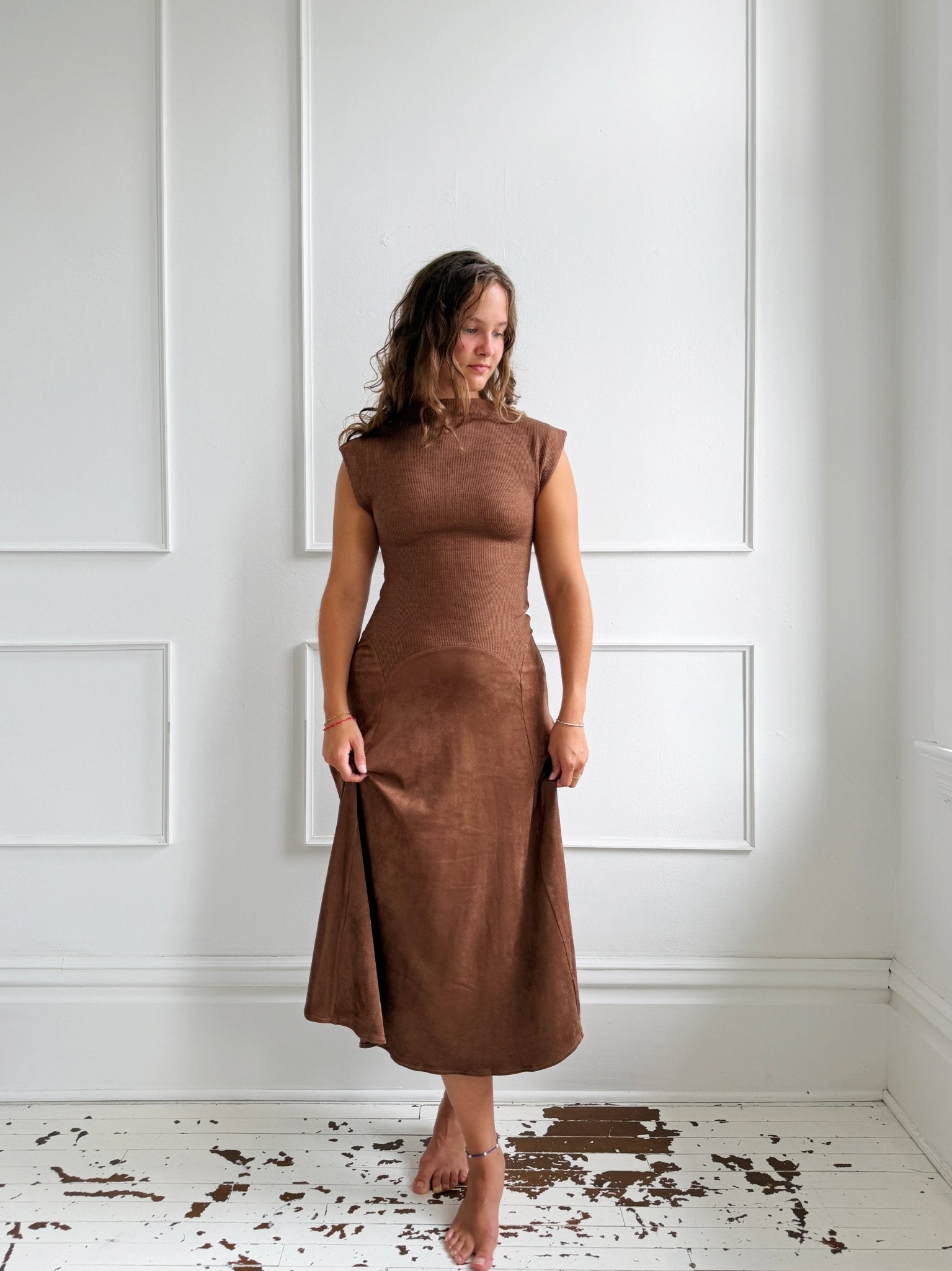 Knit Suede Maxi Dress - Spring Sweet