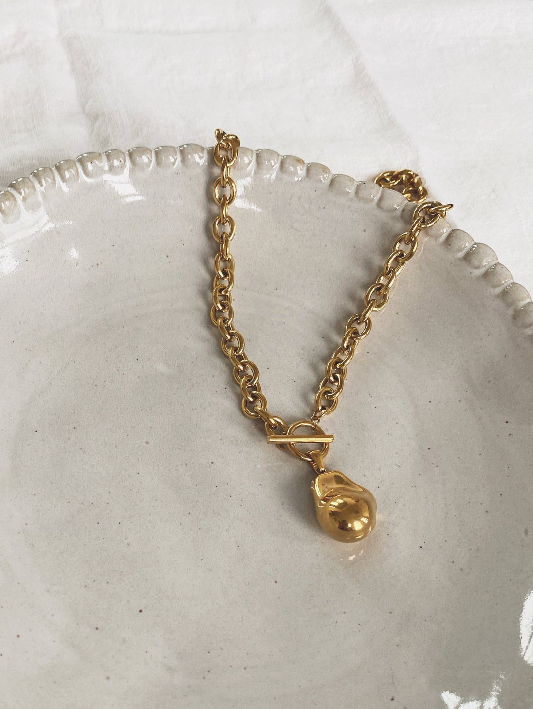 Large Pearl Chain Necklace, 18K Gold Plated - Spring Sweet