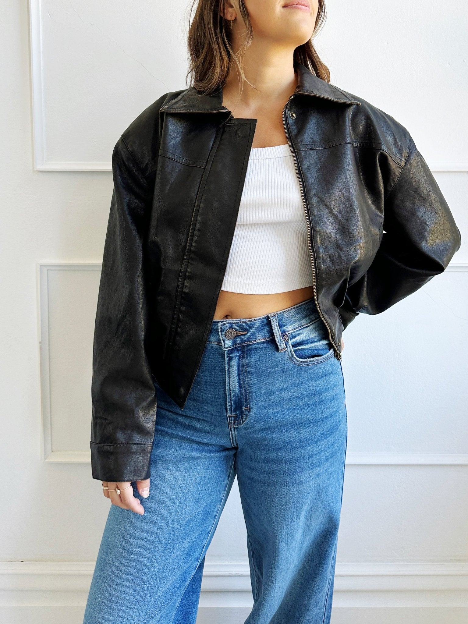 Leather Bomber Jacket - Spring Sweet