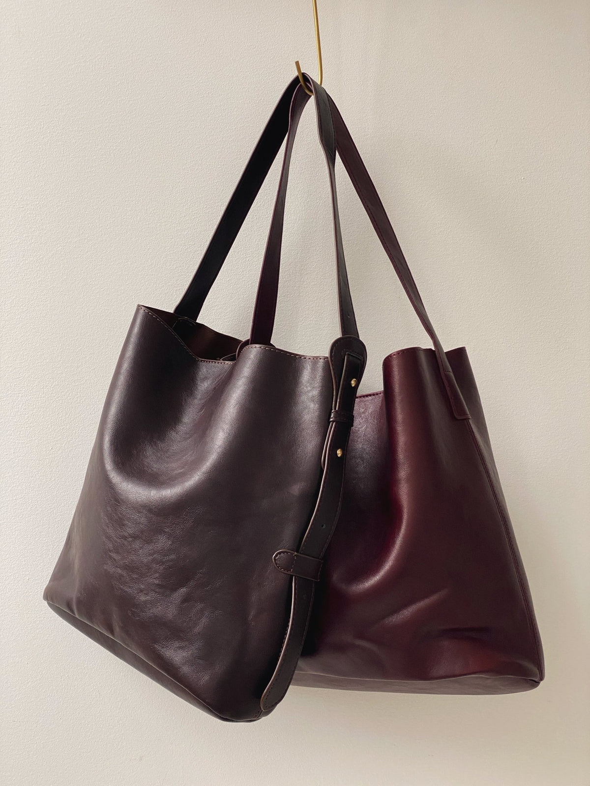 Leather Tote Bag w/ Pouch - Spring Sweet