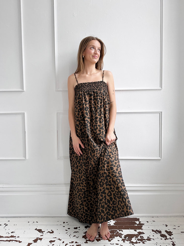 Leopard Ruched Maxi Dress - Spring Sweet