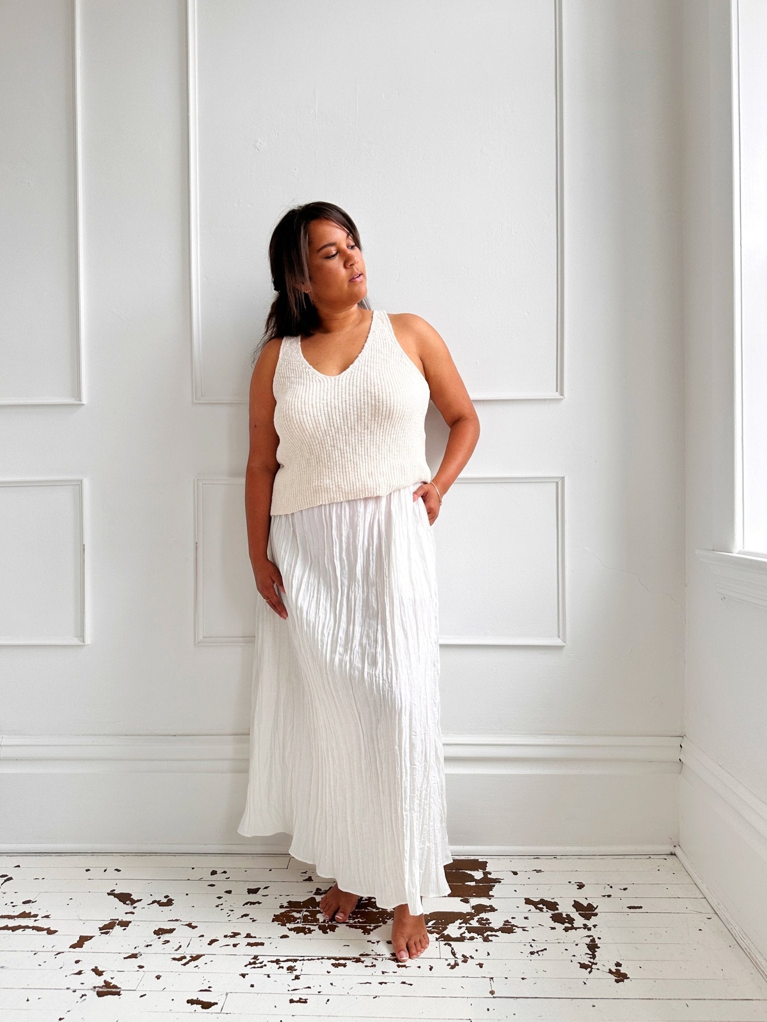 Lightweight Crinkle Midi Skirt - Spring Sweet
