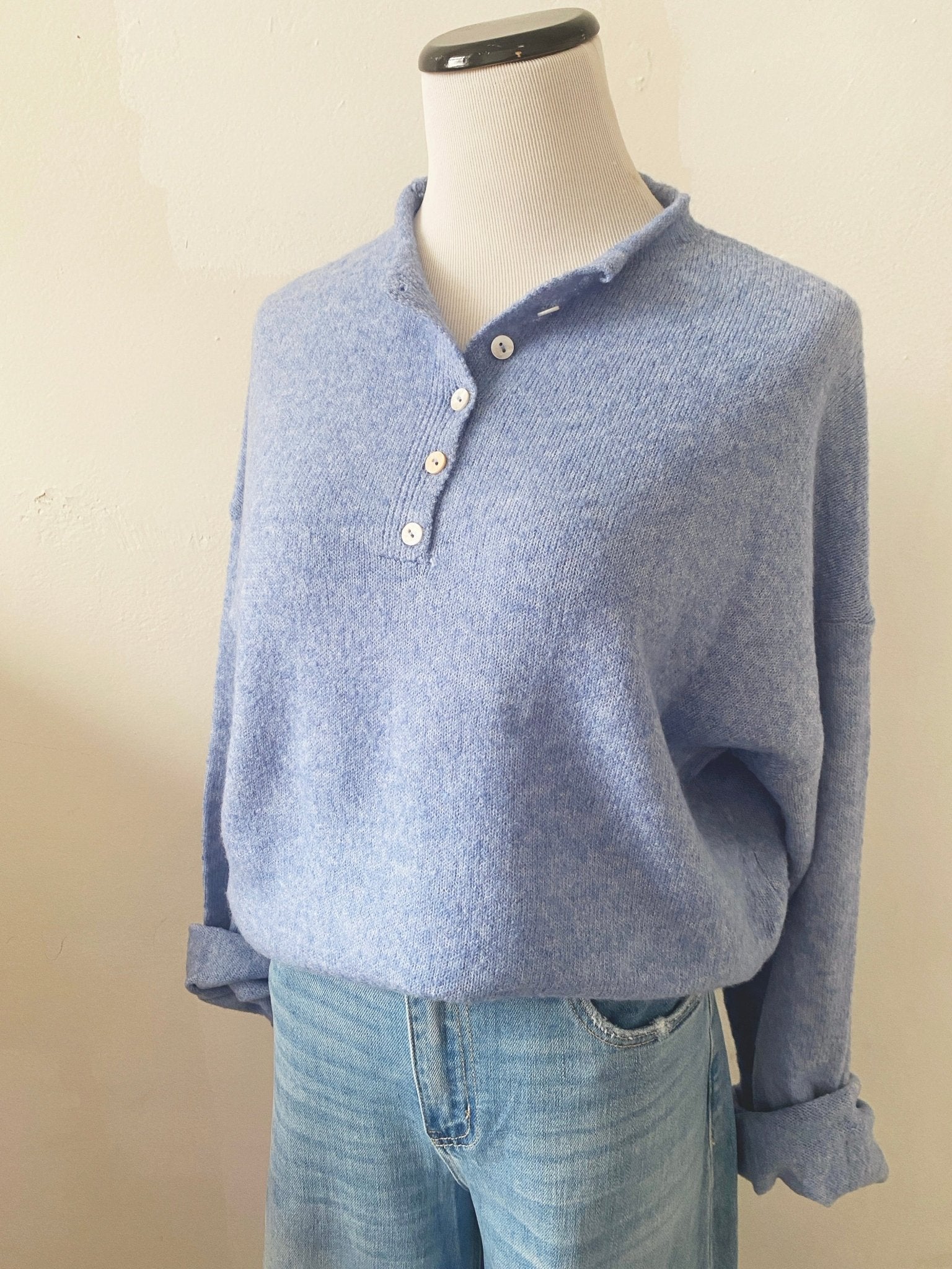 Lightweight Henley Sweater - Spring Sweet