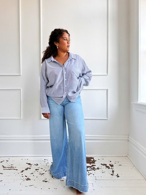 Lightweight Stripe Button Down - Spring Sweet